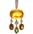 Load image into Gallery viewer, Natural Tourmaline and Yellow Fluorite 18K gold earrings close-up detail - NFJSD-1581