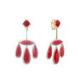 Load image into Gallery viewer, Natural Rhodonite 18K gold earrings on-hand view - NFJSD-1817