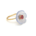 Load image into Gallery viewer, Natural Crystal Quartz Carving and Pink Tourmaline 14K gold ring side angle - NFJSD-1564