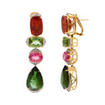 Load image into Gallery viewer, Natural Tourmaline Mix 18K gold earrings close-up detail - NFJSD-1652
