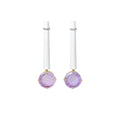 Load image into Gallery viewer, Natural White Agate and Lavender 14K gold earrings lifestyle shot - NFJSD-1374