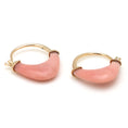 Load image into Gallery viewer, Natural Pink Opal 18K gold earrings close-up detail - NFJSD-1690