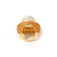 Load image into Gallery viewer, Natural Ethiopian Opal and Spessartite 14K gold ring close-up detail - NFJSD-1843