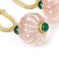 Load image into Gallery viewer, Natural Morganite and Emerald 14K gold earrings top view - NFJSD-1920