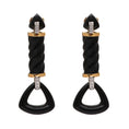 Load image into Gallery viewer, Natural Black Onyx 18K gold earrings side angle - NFJSD-1659