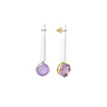 Load image into Gallery viewer, Natural White Agate and Lavender 14K gold earrings on-hand view - NFJSD-1374