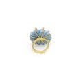 Load image into Gallery viewer, Natural Blue Opal and Pearl 14K gold ring side angle - NFJSD-1804