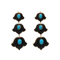 Load image into Gallery viewer, Natural Black Onyx and Turquoise 18K gold earrings lifestyle shot - NFJSD-1533