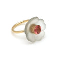 Load image into Gallery viewer, Natural Crystal Carving and Pink Tourmaline 14K gold ring back view - NFJSD-1621
