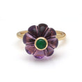 Load image into Gallery viewer, Natural Amethyst and Emerald 14K gold ring back view - NFJSD-1682