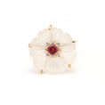 Load image into Gallery viewer, Natural Crystal Carving and Tourmaline 18K gold ring close-up detail - NFJSD-1706