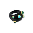 Load image into Gallery viewer, Natural Black Onyx and Turquoise & Emerald 14K gold ring top view - NFJSD-1858