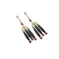 Load image into Gallery viewer, Natural Black Onyx and Tourmaline 14K gold earrings front view - NFJSD-1938