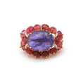 Load image into Gallery viewer, Natural Pink Tourmaline and Tanzanite 18K gold ring top view - NFJSD-1547