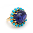 Load image into Gallery viewer, Natural Turquoise and Tanzanite 18K gold ring side angle - NFJSD-1618