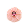 Load image into Gallery viewer, Natural Pink Opal and Tourmaline 14K gold pendant back view - NFJSD-1747