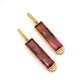 Load image into Gallery viewer, Natural Pink Tourmaline 18K gold earrings front view - NFJSD-1619
