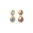 Load image into Gallery viewer, Natural Black Onyx and Rainbow Moonstone 18K gold earrings on-hand view - NFJSD-1418