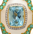 Load image into Gallery viewer, Natural Crystal and Aquamarine 18K gold ring back view - NFJSD-1596