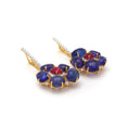 Load image into Gallery viewer, Natural Tourmaline and Tanzanite 18K gold earrings side angle - NFJSD-1582