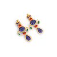 Load image into Gallery viewer, Natural Coral and Emerald 18K gold earrings back view - NFJSD-1814