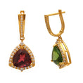 Load image into Gallery viewer, Natural Green Tourmaline and Pink Tourmaline 18K gold earrings back view - NFJSD-1599