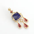 Load image into Gallery viewer, Natural Tourmaline and Tanzanite 18K gold pendant top view - NFJSD-1464