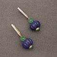 Load image into Gallery viewer, Natural Tanzanite and Emerald 18K gold earrings top view - NFJSD-1540
