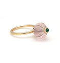 Load image into Gallery viewer, Natural Rose Quartz and Emerald 14K gold ring close-up detail - NFJSD-1685