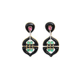 Load image into Gallery viewer, Natural Black Onyx and Emerald 18K gold earrings lifestyle shot - NFJSD-1432