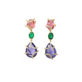 Load image into Gallery viewer, Natural Tanzanite and Tourmaline 18K gold earrings back view - NFJSD-1979