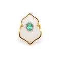 Load image into Gallery viewer, Natural Crystal Carving and Emerald 18K gold ring close-up detail - NFJSD-1550