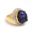 Load image into Gallery viewer, Natural Tanzanite Organic Tumble 14K gold ring close-up detail - NFJSD-1161