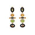 Load image into Gallery viewer, Natural Black Onyx and Tourmaline 18K gold earrings lifestyle shot - NFJSD-1786
