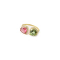 Load image into Gallery viewer, Natural Pink Tourmaline and Green Tourmaline 14K gold ring back view - NFJSD-1983