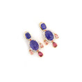 Load image into Gallery viewer, Natural Tanzanite and Tourmaline 18K gold earrings top view - NFJSD-1805