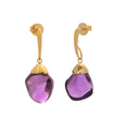 Load image into Gallery viewer, Natural Amethyst 18K gold earrings side angle - NFJSD-1479