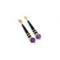 Load image into Gallery viewer, Natural Black Onyx and Amethyst 18K gold earrings back view - NFJSD-1808