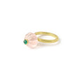 Load image into Gallery viewer, Natural Rose Quartz and Emerald 14K gold ring top view - NFJSD-1967