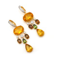 Load image into Gallery viewer, Natural Tourmaline and Yellow Fluorite 18K gold earrings front view - NFJSD-1581