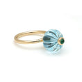 Load image into Gallery viewer, Natural Swiss Blue Topaz and Emerald 14K gold ring close-up detail - NFJSD-1684