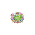 Load image into Gallery viewer, Natural Peridot and Tourmaline 18K gold pendant close-up detail - NFJSD-1819