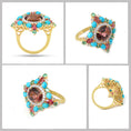 Load image into Gallery viewer, Natural Rubellite and Mix Tourmaline 18K gold ring side angle - NFJSD-1628