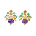 Load image into Gallery viewer, Natural Emerald and Tourmaline 14K gold earrings on-hand view - NFJSD-1856