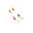 Load image into Gallery viewer, Natural Crystal and Tourmaline 14K gold earrings close-up detail - NFJSD-1829