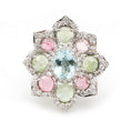Load image into Gallery viewer, Natural Aquamarine and Tourmaline 18K gold ring close-up detail - NFJSD-1538