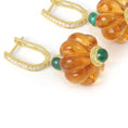 Load image into Gallery viewer, Natural Citrine and Emerald 14K gold earrings side angle - NFJSD-1931