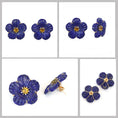 Load image into Gallery viewer, Natural Yellow Tourmaline and Lapis Carving Flower 14K gold earrings top view - NFJSD-1208