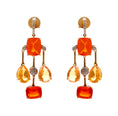 Load image into Gallery viewer, Natural Fire Opal 18K gold earrings back view - NFJSD-1572