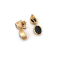 Load image into Gallery viewer, Natural Black Onyx and Rainbow Moonstone 18K gold earrings back view - NFJSD-1418